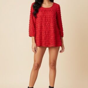 Travel Elements red frilled top, size Medium